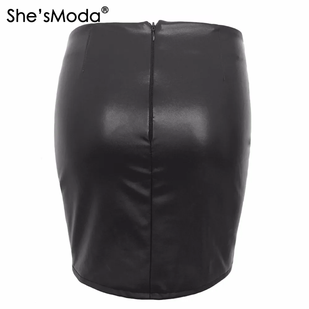 Женская прямая вечерние-юбка She'sModa из искусственной кожи со шнуровкой | одежда