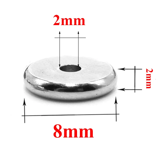 8x2mm Aiovlo 50 шт./лот 4 5 6 8 10 мм нержавеющая сталь плоский круглый свободный разделитель бисер бусины для DIY ювелирных изделий Аксессуары - Цвет: 8x2mm
