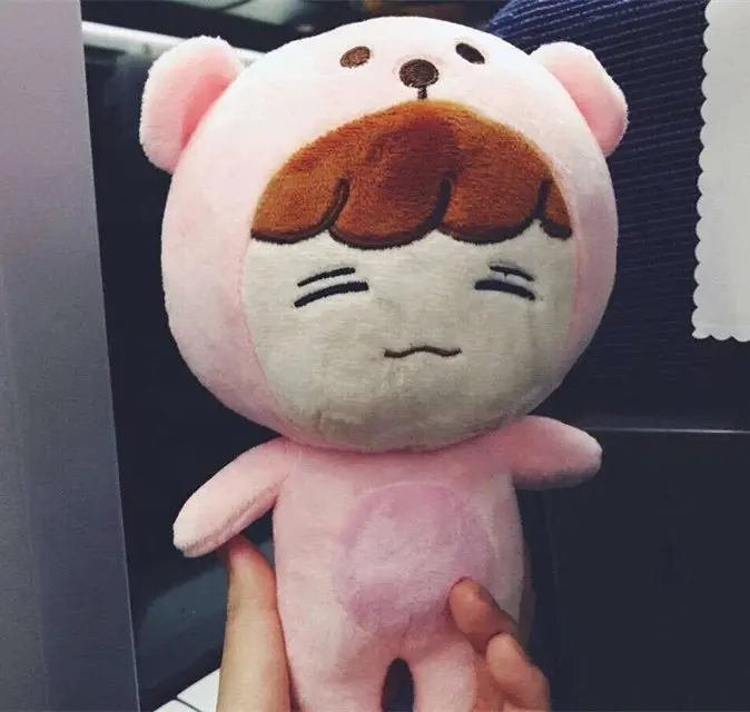 LAY Bear 23 см KPOP EXO Плюшевые Куклы Kawaii Корея Мода суперзвезда Kyungsoo D.O Baek Хюн Чан Ёль Кай фигурка плюшевые игрушки для девочек подарок - Цвет: LAY Bear
