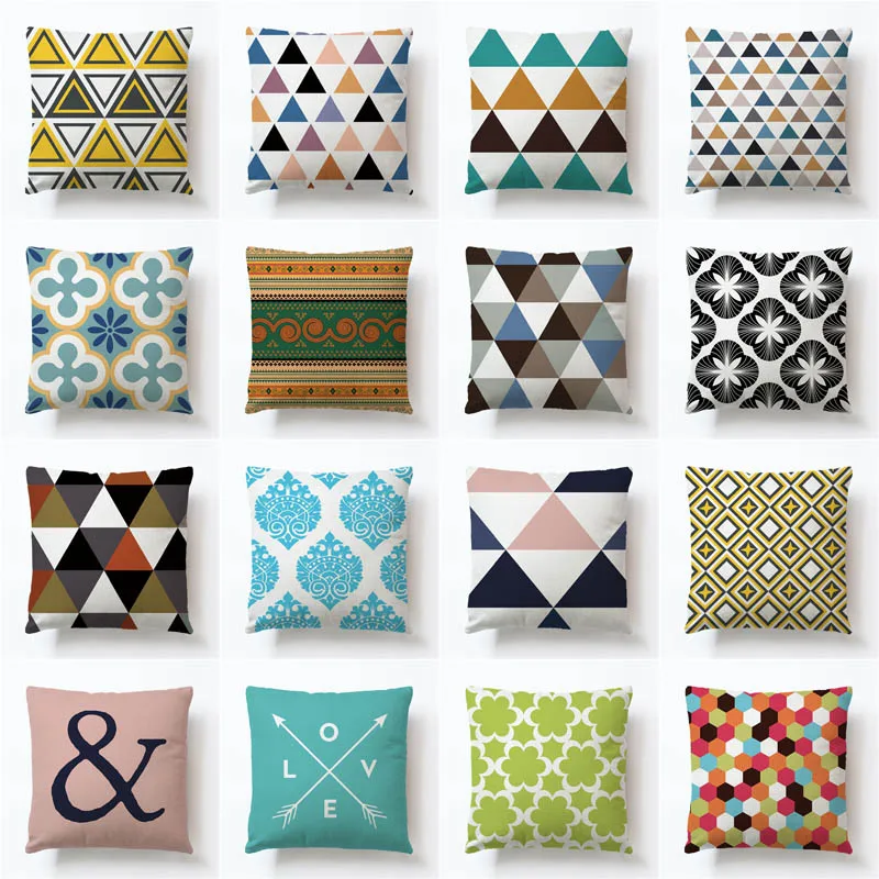 Новая хлопковая льняная наволочка с геометрическим принтом простая рисунком для
