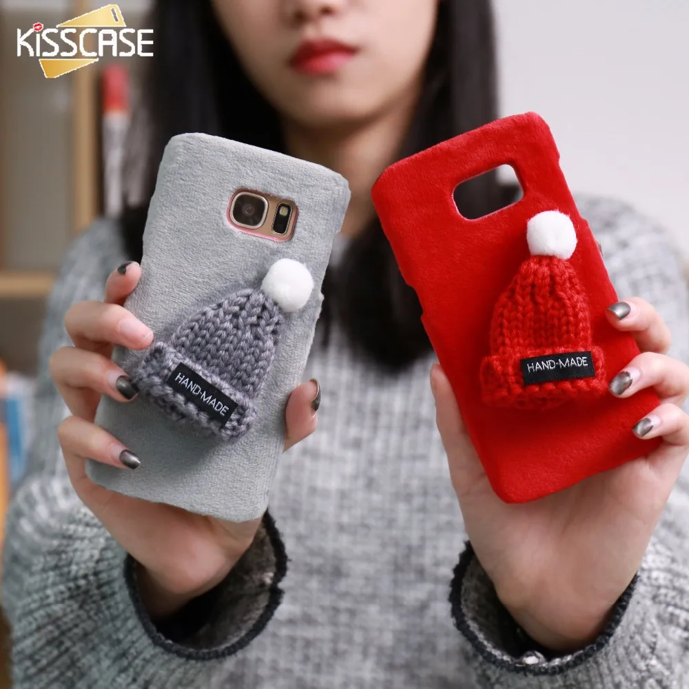KISSCASE Case For Samsung Galaxy S7 Edge S6 Phone 3D Cute Lovely Christmas Cap Cartoon Back Cover for S8 Plus |
