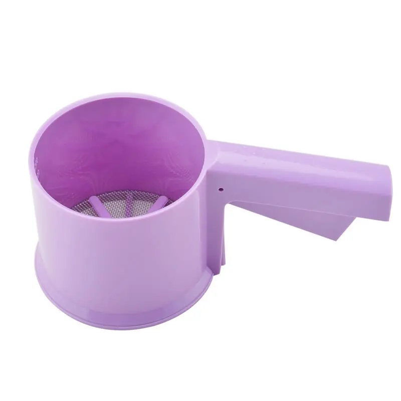 Purple Пластиковый ручной ситечко для просеивания муки мелкоячеистое сито для глазури сито для сахарной пудры чашки кухонные инструменты для выпечки кондитерских изделий - Цвет: Purple