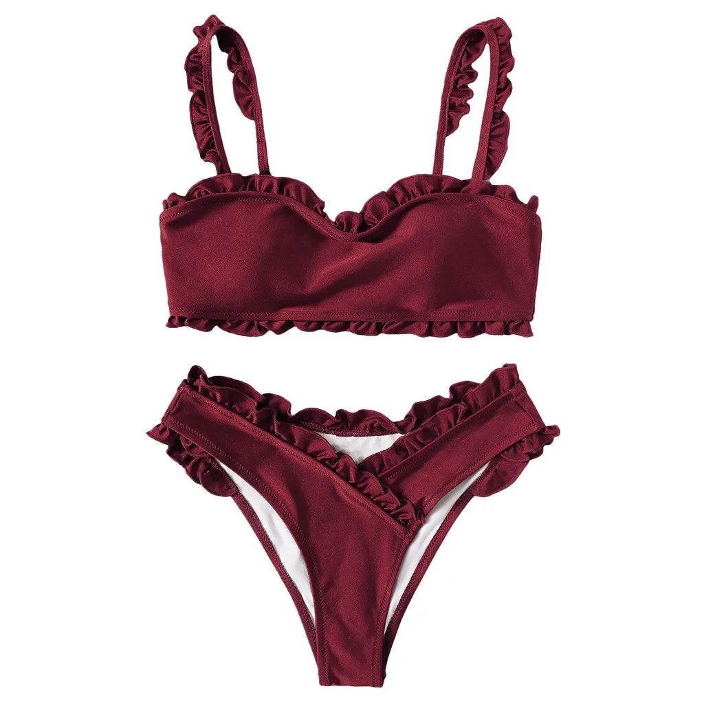 Women's Swimming Suit Sexy Bikini Swimsuit Women Solid Color Bandage Set Brazilian Swimwear Beachwear |