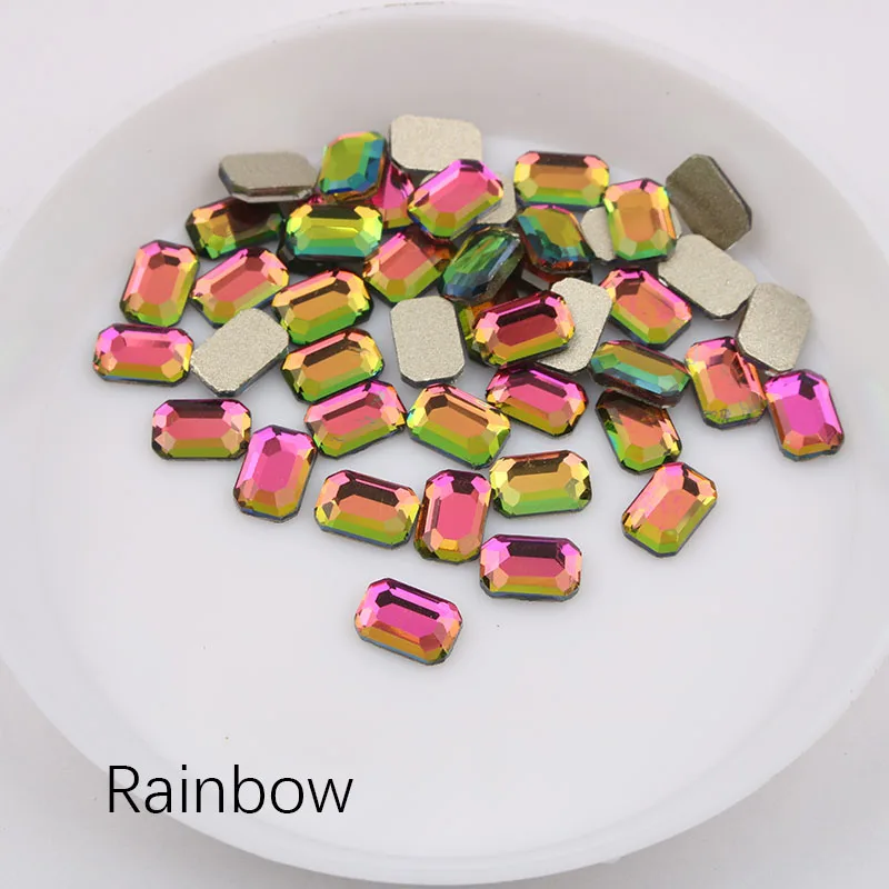 Rainbow Горячая Распродажа ногтей Стразы 4x6 мм длиной в виде восьмиугольника с головистой формы с цветными камнями 30/100 шт./лот для 3D нейл-арта украшения - Цвет: Rainbow