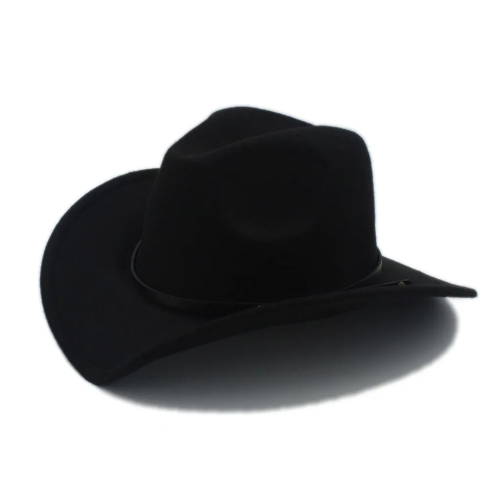 Ретро шерстяная Женская и мужская зимняя фетровая шляпа для ковбоя джазовая