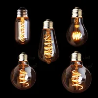 Диммируемая светодиодсветодиодный лампа Эдисона в стиле ретро, E27, 3 Вт, с золотой спиральной нитью ST64 G125, ампульная светодиодсветодиодный л...