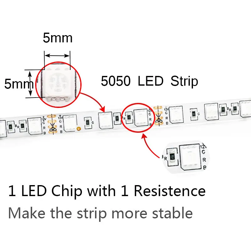 Светодиодный светильник SMD 5050 12 В водонепроницаемая лента для ПК RGB 60