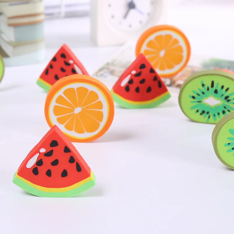 Fruit Eraser Stationery Cute Model Multicolor Rubber Cartoon School Supplies Kindergarten Orange Kiwi Watermelon | Канцтовары для