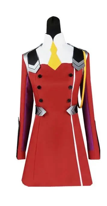 Аниме Darling In The Franxx Red Косплей Костюм 02 Косплей Zero Two Брендовое женское платье полный набор с париком шляпа плащ - Цвет: dress
