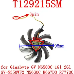 Бесплатная доставка, веер для видеокарт EVERFLOW T129215SM 95mm3PIN для Gigabyte GV-N650OC-1Gl 2Gl, N56GOC, R667D3, R777OC