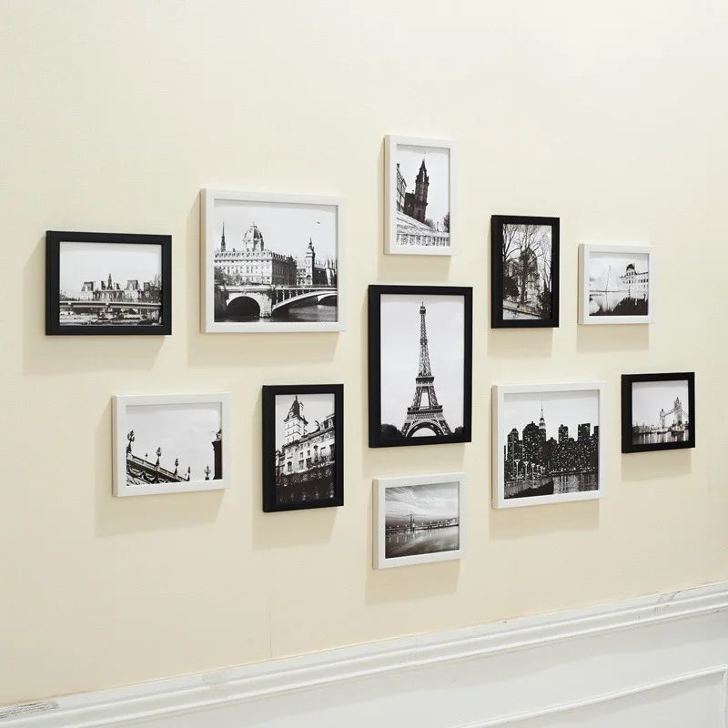 11 шт. настенная черно белая фоторамка с подвеской на стену комплект фоторамкой