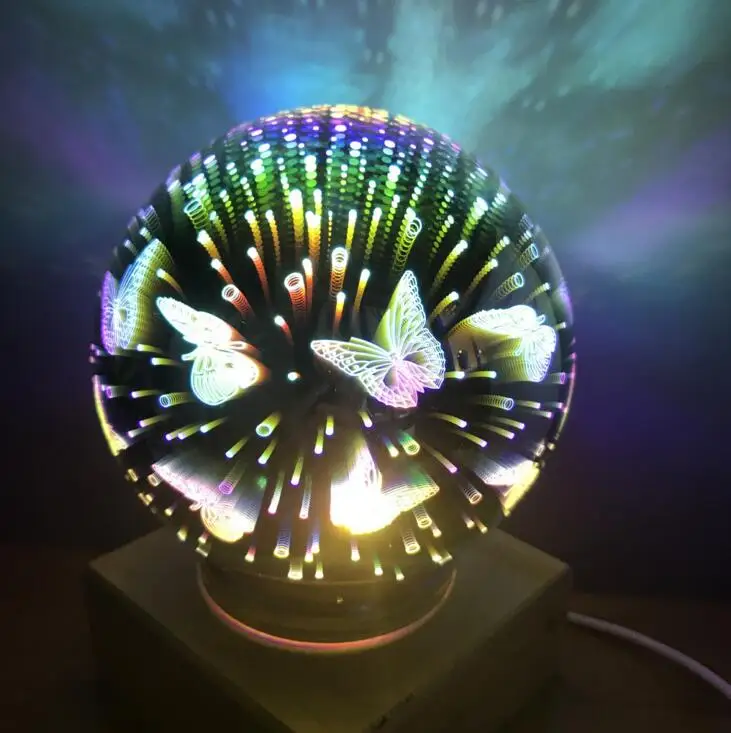 Butterfly 3D красочный небо светодиодный ночник Луна лампа USB дети спальня проекция волшебная лампа фейерверк бабочка Рождественский свет - Испускаемый цвет: Butterfly