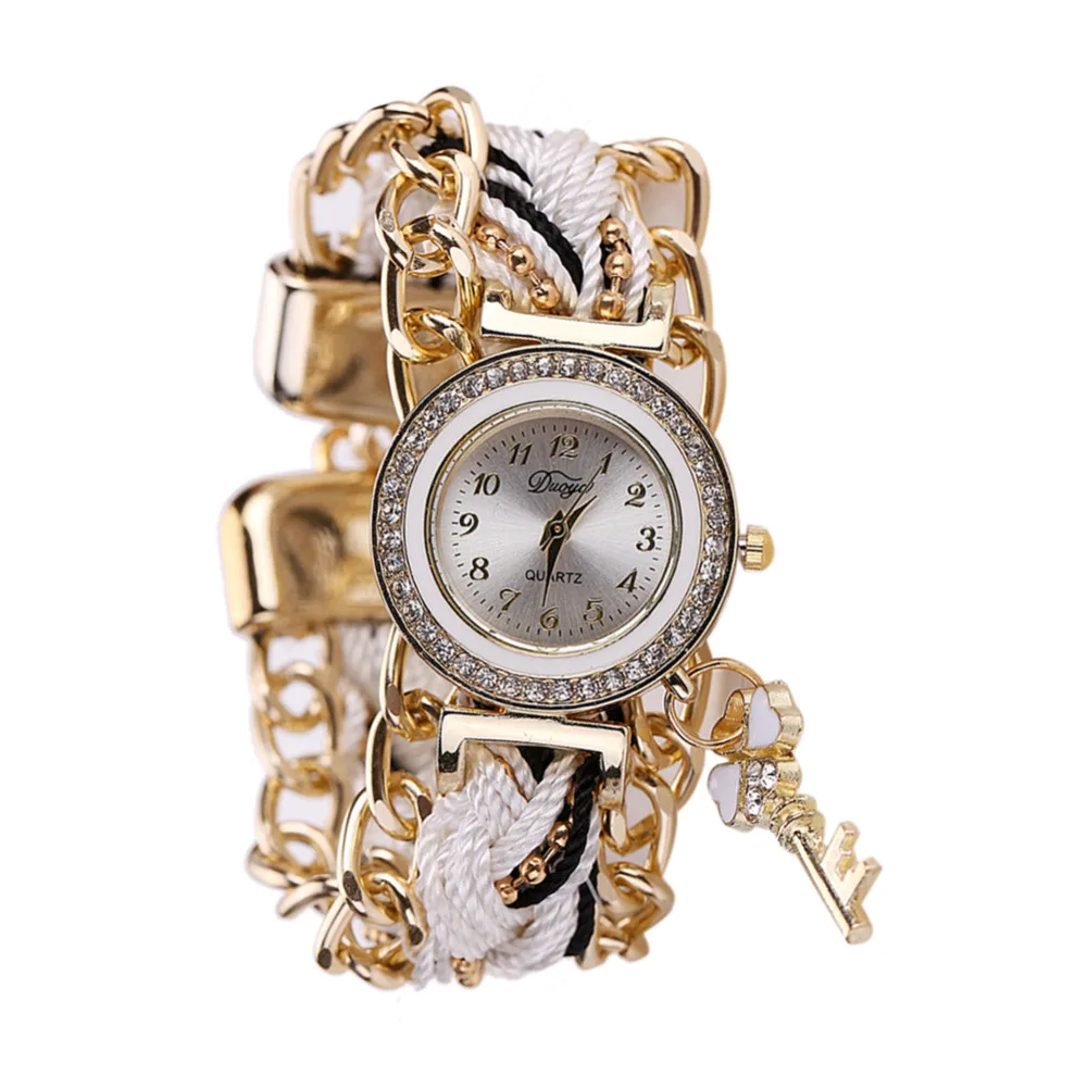 Новинка 2018 женские ручные часы с плетением роскошные браслетом золотыми