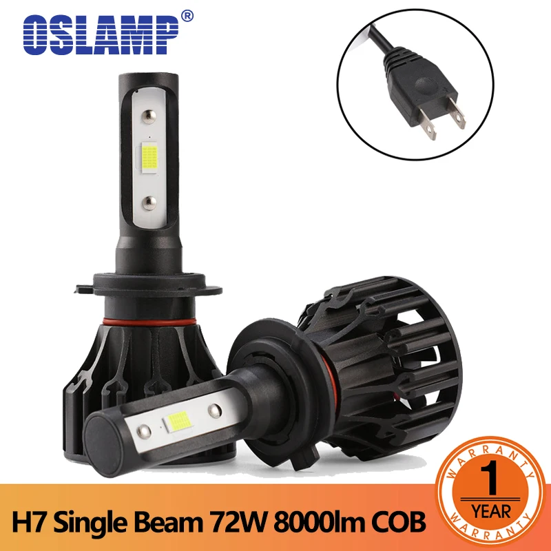 Светодиодный фонарь Oslamp T5 h7 COB светодиодный 8000лм 72 Вт 6500 к автомобильная передняя