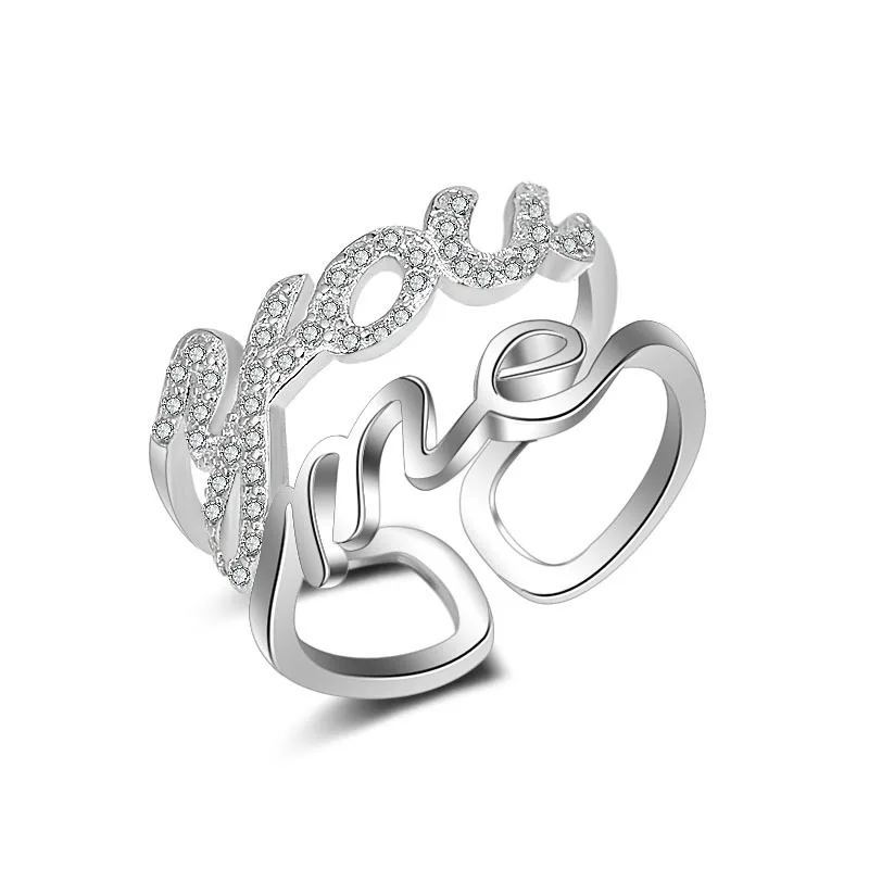 Золотое кольцо с надписью You &amp Me крошечное австрийскими кристаллами