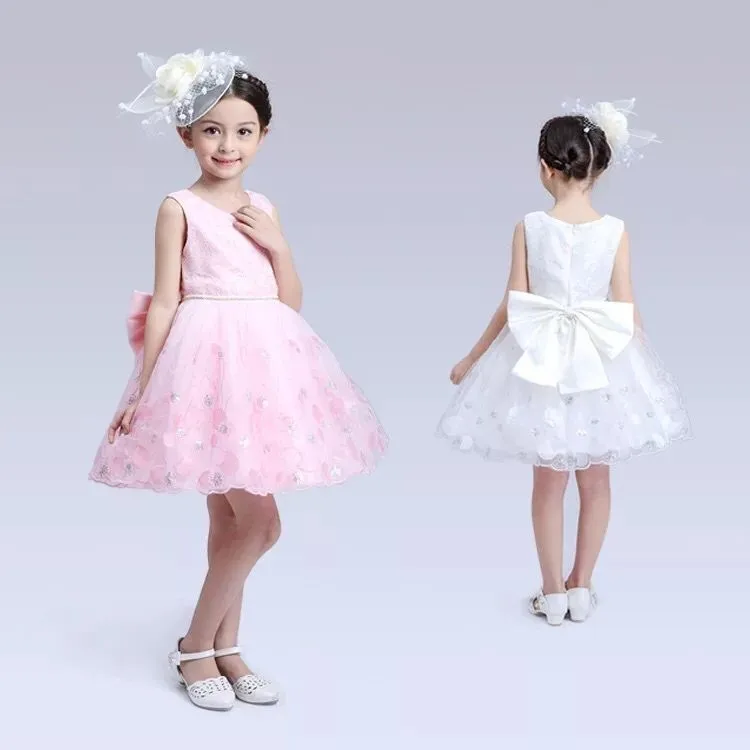 

Children's dress princess gauze pettiskirt girl Korean sweet rose bow dress k1