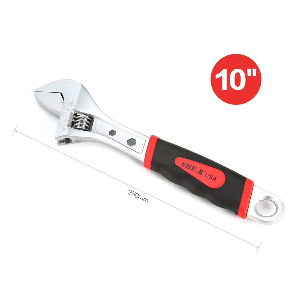 SHE.K 10&quot Ratchet Wrench Steel Hand Tool Repairing Spanner Adjustable Torque Household Combination For Nuts Bolts with Scale |