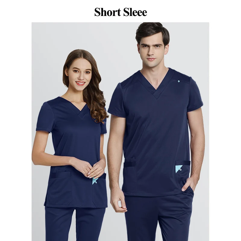 Short Sleeve EDS, униформа для кормления, предметы первой необходимости, скраб, наборы, медицинская форма для женщин и мужчин, этикетка, скрабы, бесконечность, медсестры, рабочая одежда, костюм - Цвет: Short Sleeve