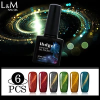 6pcs whole set hot brand ibdgel rainbow cat eyes gel polish uv soak off factory supplier magnetic color gel nail