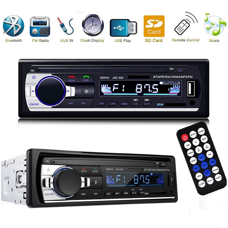 1 шт. Bluetooth стерео аудио приемник авто радио Дин Mp3 плеер USB fm тюнер мультимедиа