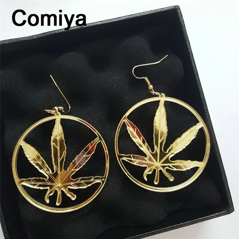 Big round hollow out leaf pendants drop earrings european stylish boucle d'oreille acrylic femme dangle earring indian jewelry |