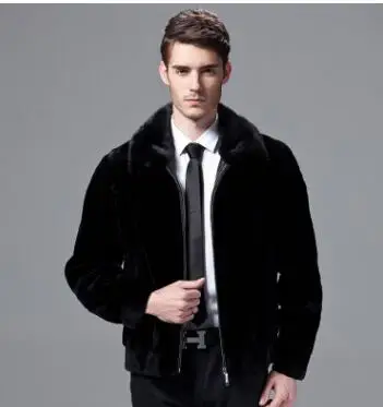Cool black color Wholeskins natural mink fur jackets and coats for men Business Formal handsome male real mink fur coats