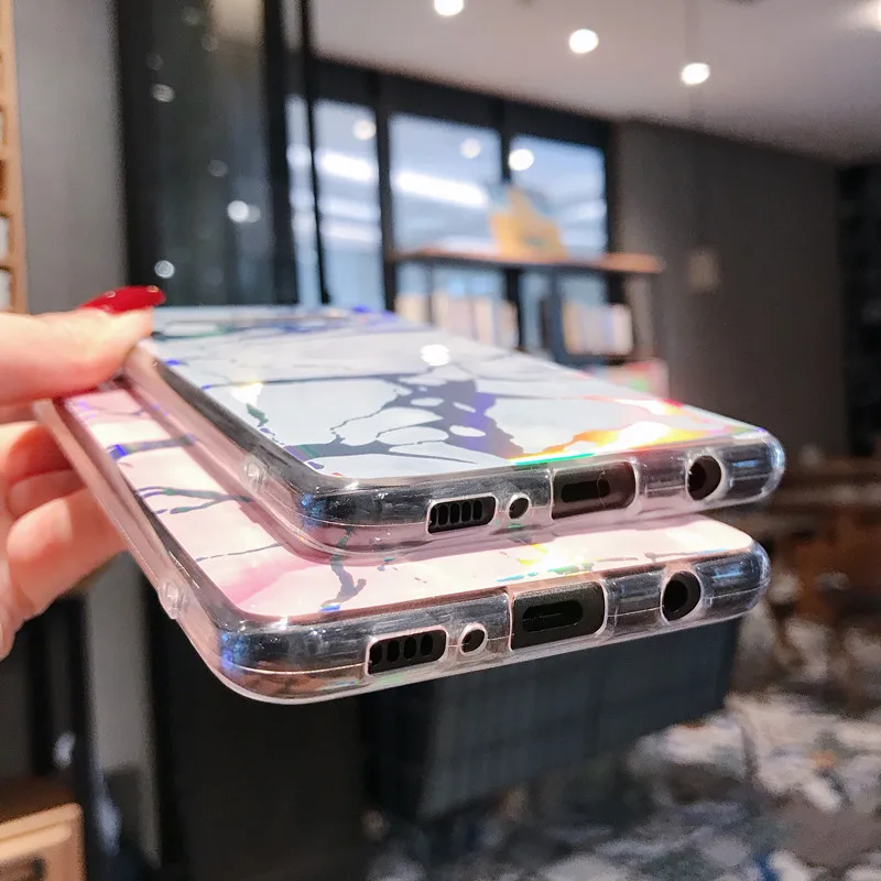 Лазерный мраморный чехол для Samsung galaxy S7Edge S8 S9 S10Plus S10e мягкий с каменным узором Note 8 9