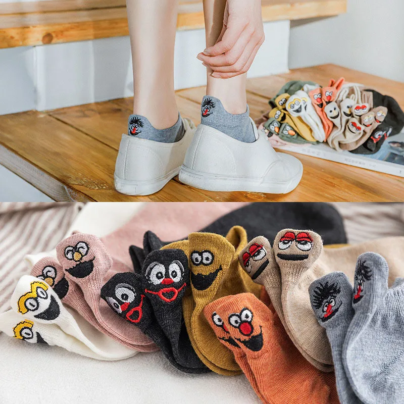 1 пара, летние женские носки с вышивкой Kawaii, модные забавные носки, милые хлопковые носки ярких цветов для девочек-подростков, подарок