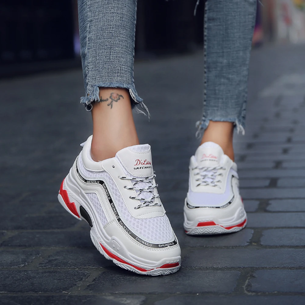 Running Shoes Women Sneakers 35-40 Breathable Light White Sport Woman Gym High Heel Jogging Walking Female | Спорт и развлечения