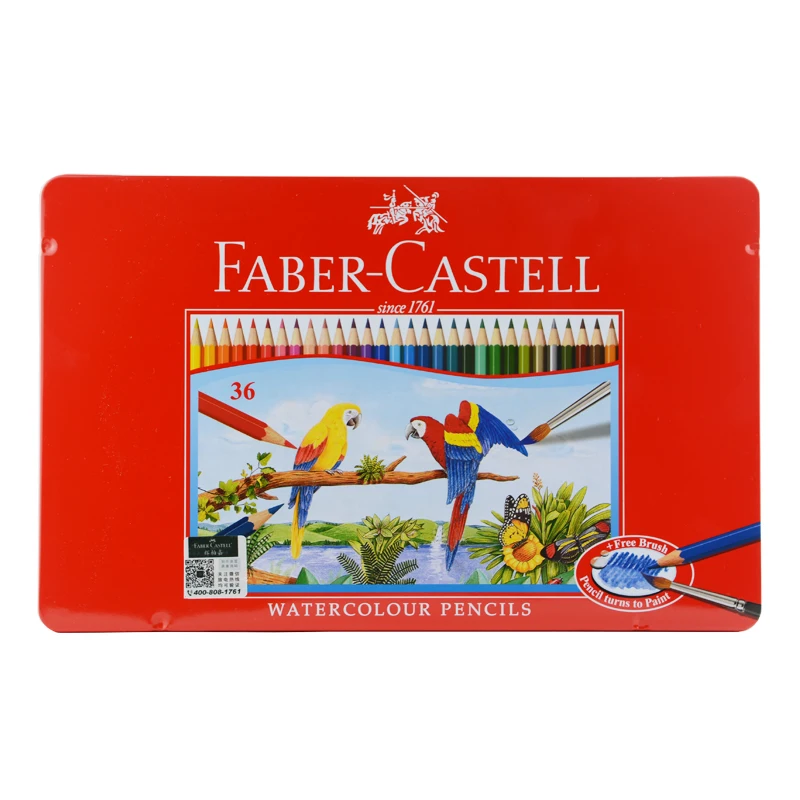 Акварельные карандаши Faber Castell с точилкой и кисточкой набор акварельных