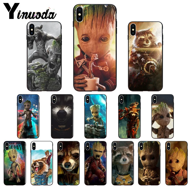 Yinuoda Guardian ракета енот Грут Treeman чехол для телефона для iPhone 6S 6plus 7plus 8 8Plus X Xs MAX 5 5S XR 11 11pro 11promax