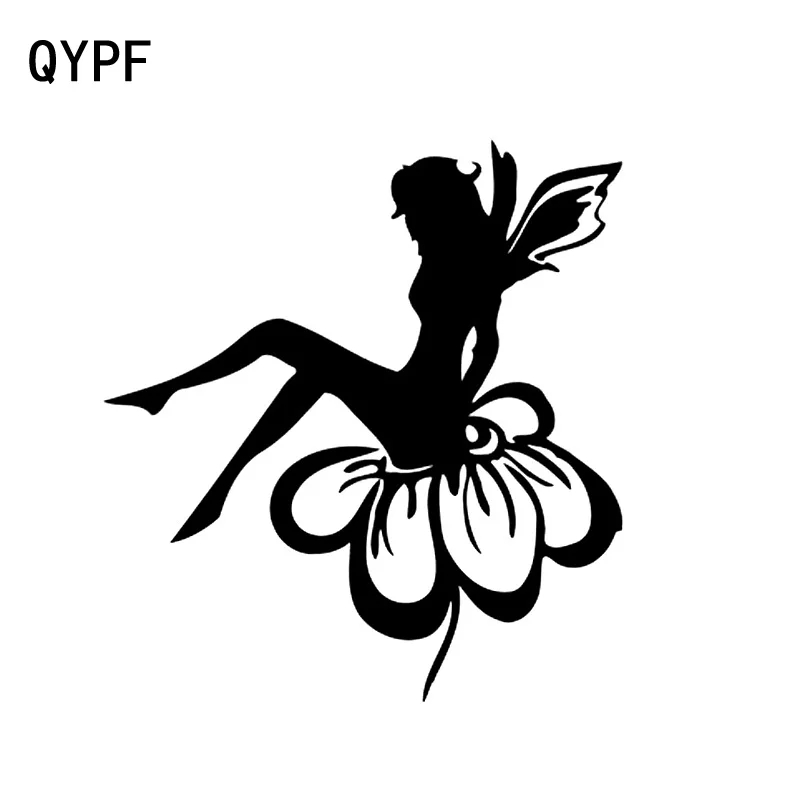 

QYPF 13.9cm*14cm Coquetish Young Sport Sit In Soft Beautiful Flower High Quality Girl Vinyl Car Sticker Decal C18-0531