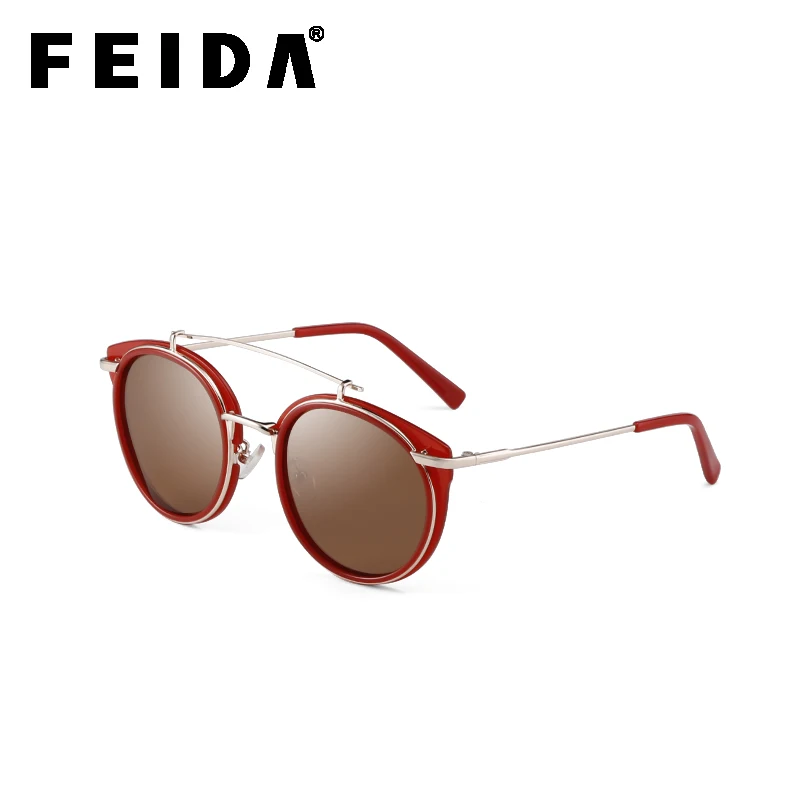 Женские солнцезащитные очки авиаторы FEIDA металлические поляризационные для
