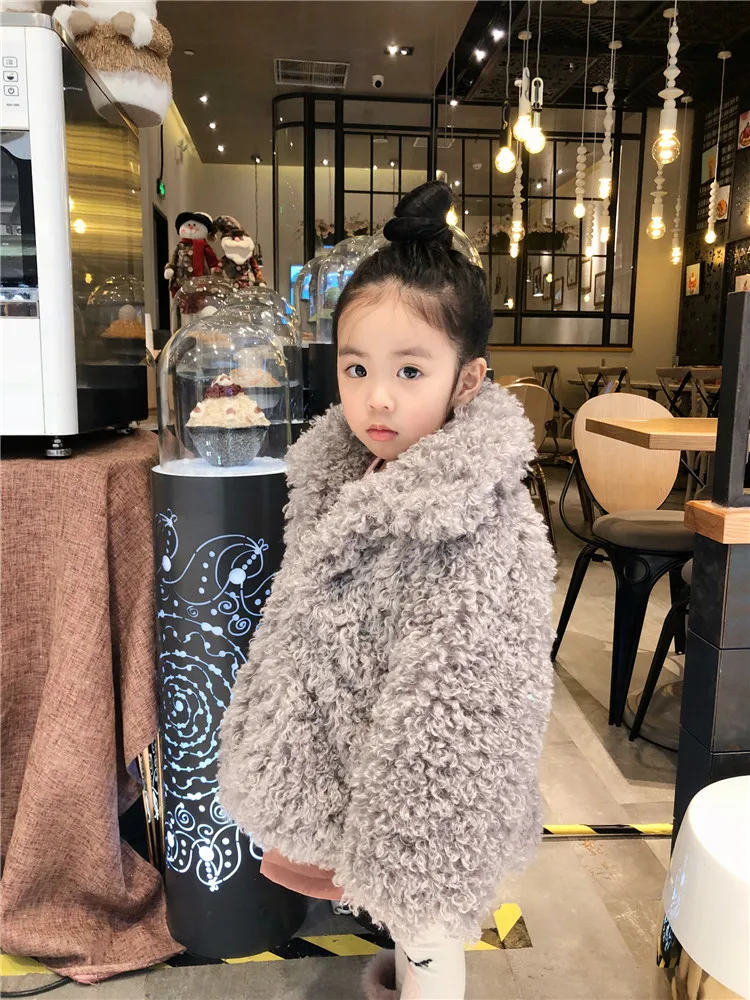 Girls Fur Winter Jacket Turn-down Collar Kids Jackets Winter Heavyweight Girls Faux Fur Outerwear Children Fur Coats Kids Jacket
