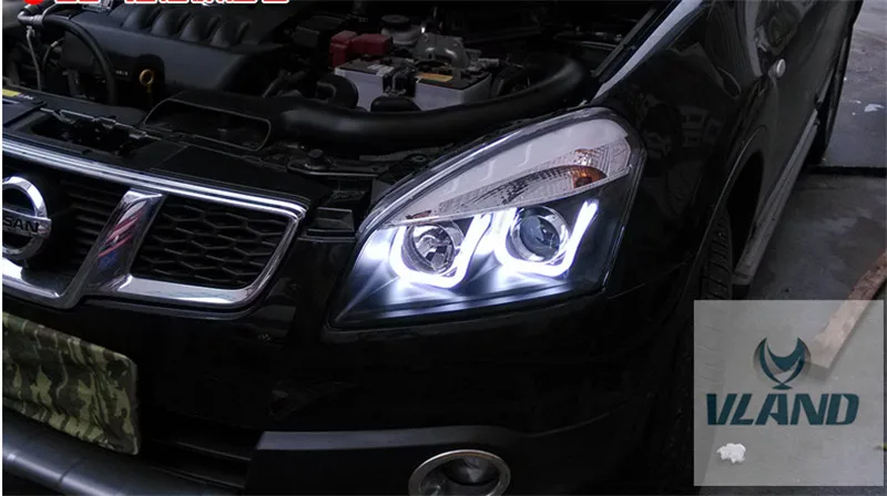 VLAND завод для налобный фонарь для Qashqai светодиодный фар 2011 2012 2013 с DRL H7 ксеноновые лампы головного света с галогенной лампой