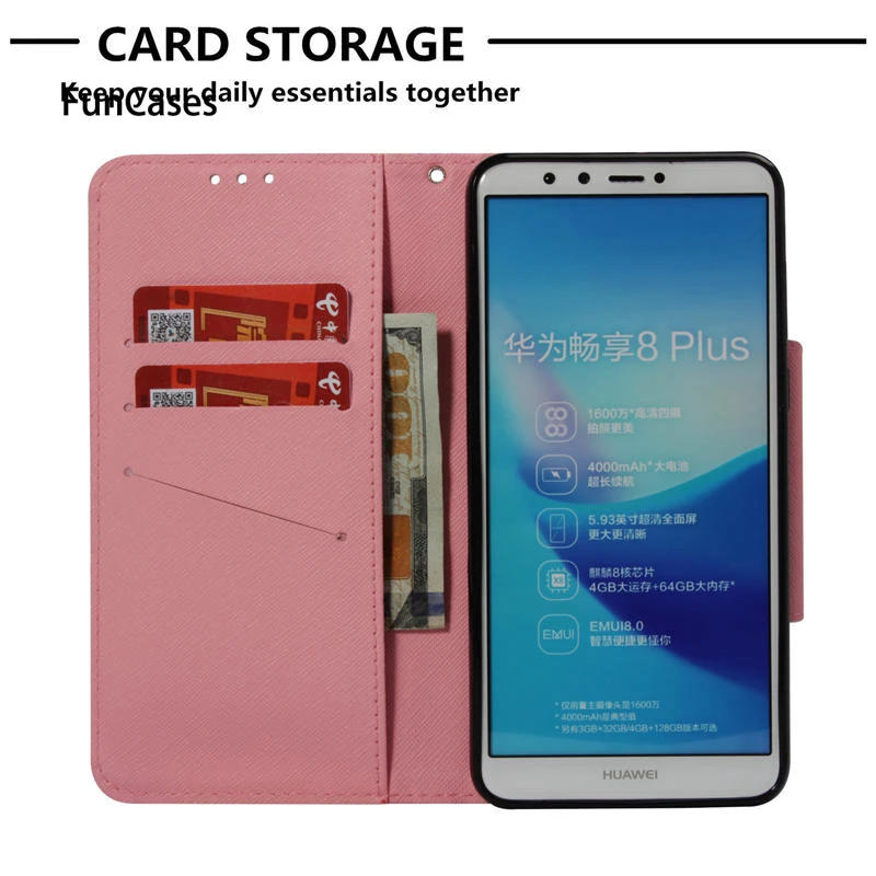 Большой размер магнит кнопка телефон чехол для HUAWEI Y9 2018 FLA-L21 L22 PU Кожаные чехлы (2018)