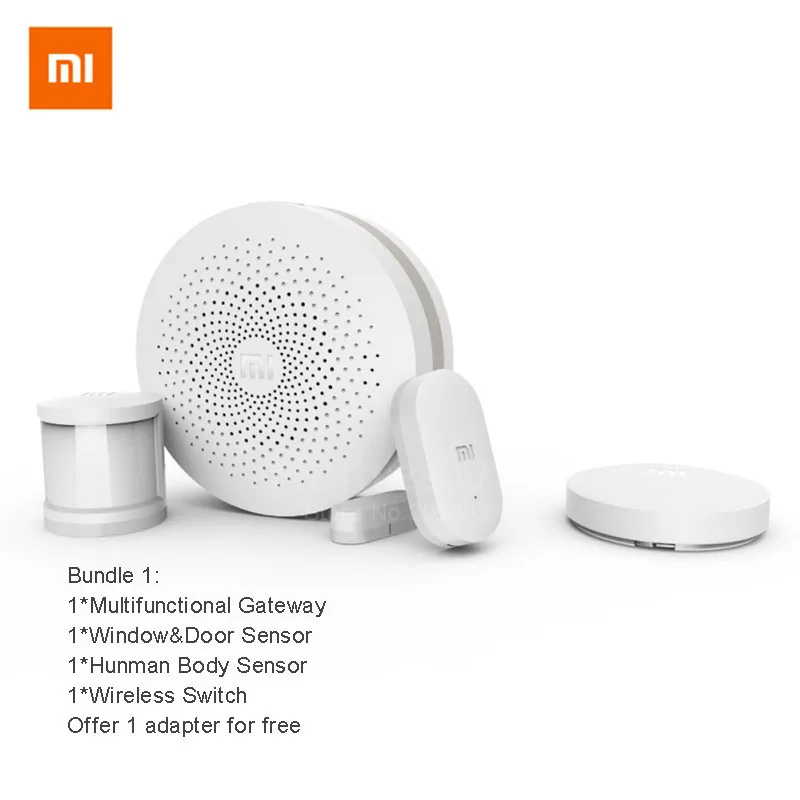 Xiaomi умный дом Комплект Mijia шлюз двери окна человеческого тела датчик температуры и влажности Датчик беспроводной переключатель Zigbee розетка - Цвет: Bundle 4 in 1