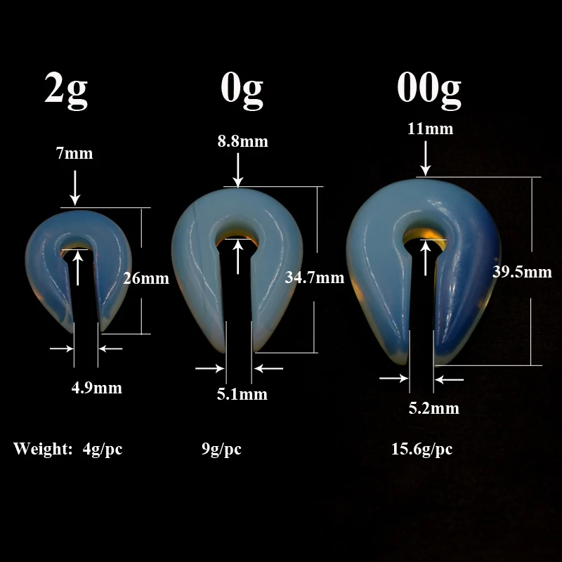 Пара замочной скважины из опалового камня ухо Вес вешалка экспандер для уха