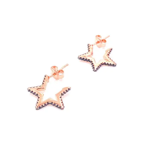 star shape stud micro pave black cz earring 2019 new arrive top quality wholesale elegance lovely girl christmas gift | Украшения и