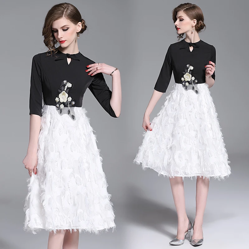 Trytree/летнее Повседневное платье с цветочной аппликацией и бантом женские платья