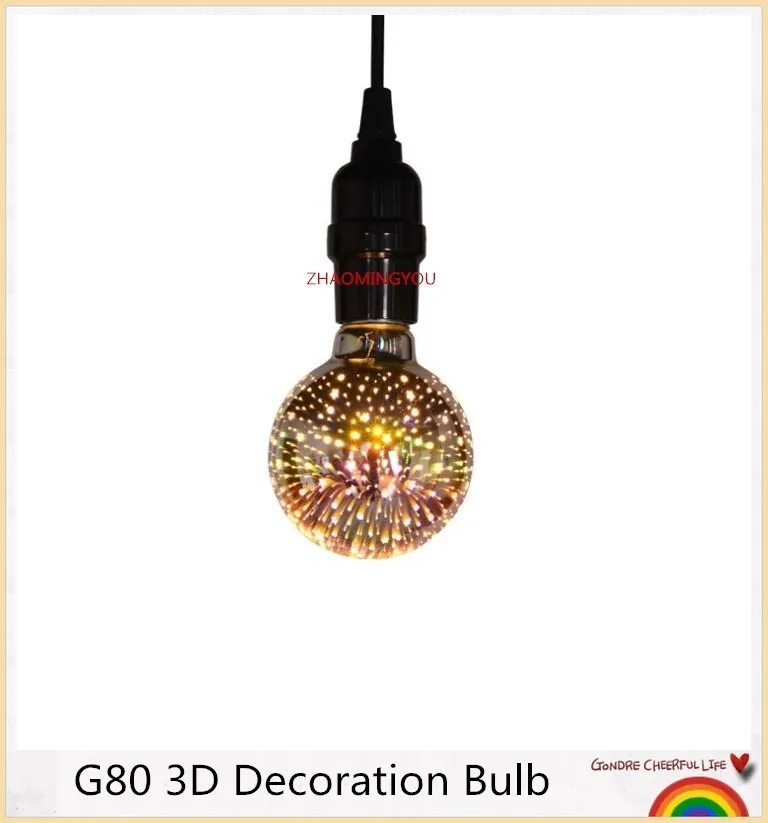 YOU 1 шт. светодиодная лампочка 3D декоративная 110 В 220 G80 E27 празднисветильник свет s