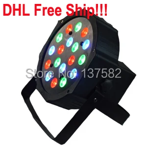 

DHL ship!!! 18*3W Led Stage Light High Power RGB Par Light With DMX512 Master Slave Led Flat DJ Equipments Controller