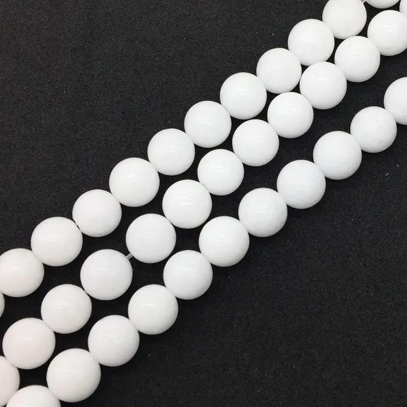 Модные однотонные стеклянные бусины чистого белого цвета круглые гладкие