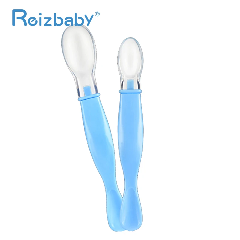 REIZBABY 2 шт./компл. Детская Ложка силиконовая обучение детей Scoop PP bpa бесплатно
