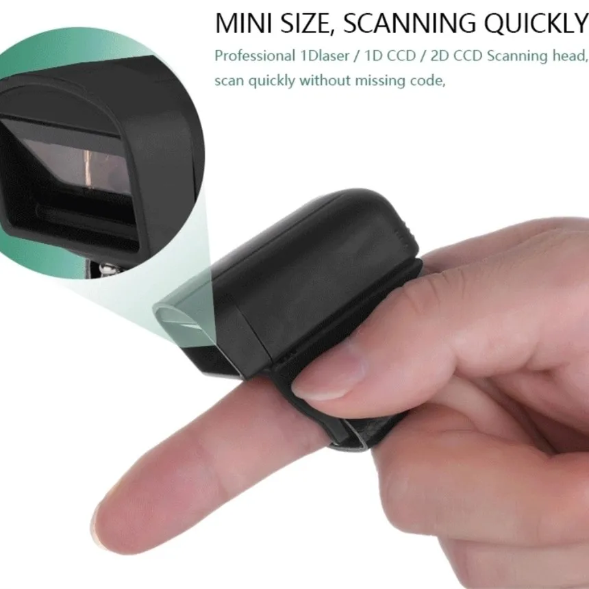 Мини беспроводной Bluetooth 2D QR 1D CCD лазерный сканер штрих-кода в форме кольца Карманный считыватель штрих-кода для Android IOS Windows