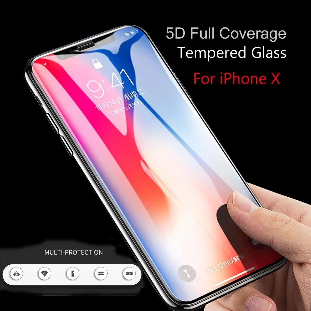 FENGHEMEI 5D изогнутое полное покрытие из закаленного стекла протектор для Apple IPhone X 6 S