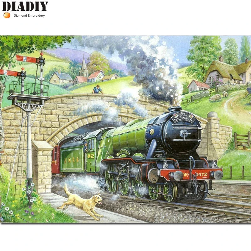 Камни в форме ромба и круглыми стразами 5D сделай сам: страна поезд Алмазная