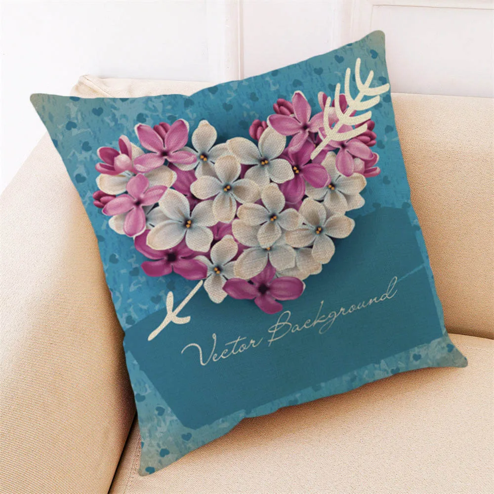 Подушка с надписью Happy Valentines Day 45*45 см, хлопковая льняная Наволочка на День святого Валентина, декоративная наволочка для пары