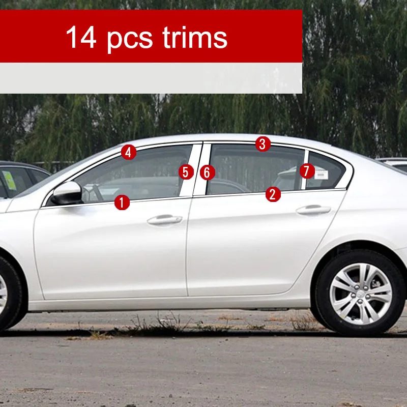 Lsrtw2017 304 нержавеющая сталь окна автомобиля планки для peugeot 408 2nd generation - Название цвета: 14 pcs trims