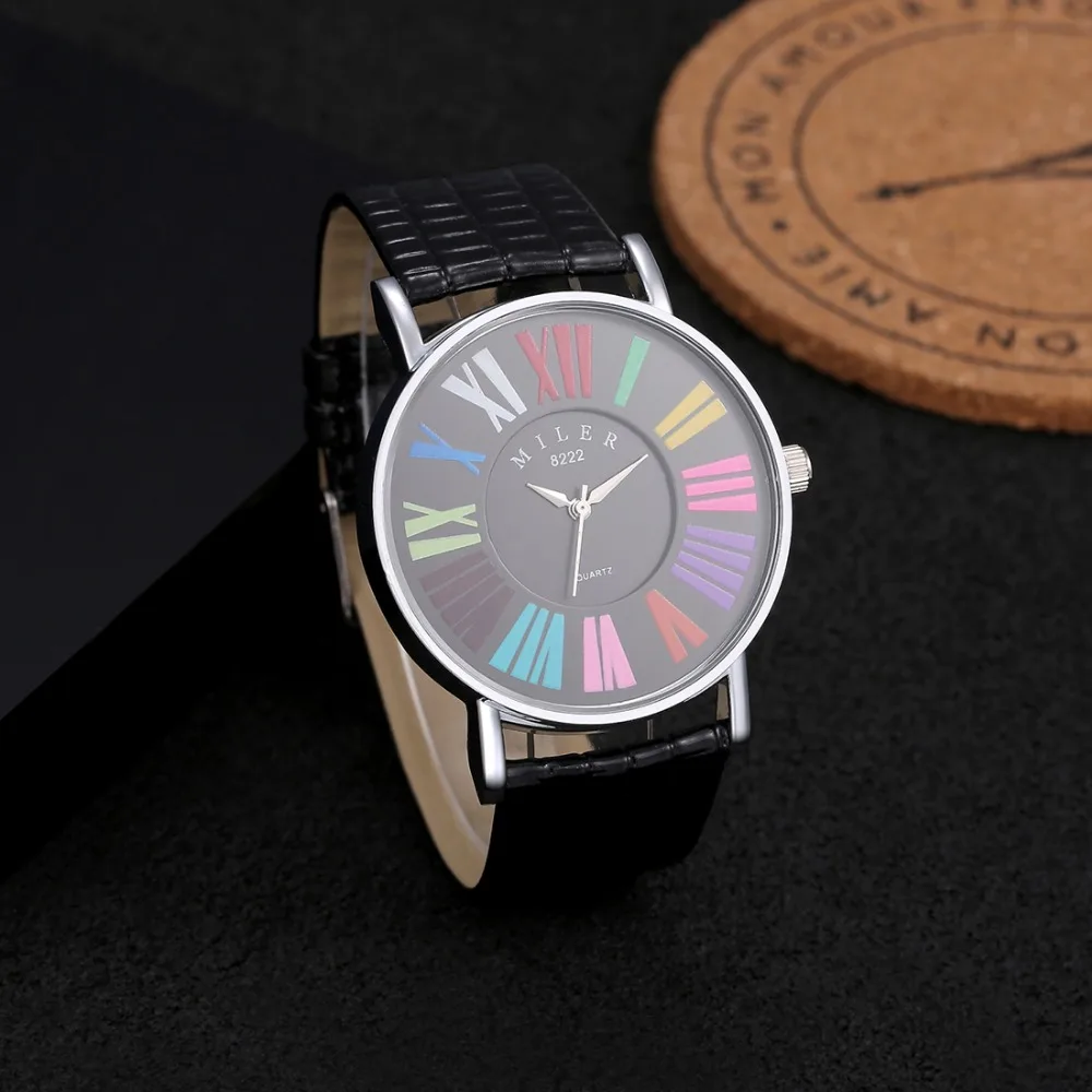 MILER многоцветные римские цифры часы женские кожаные модные reloj mujer|feminino|feminino relogio |